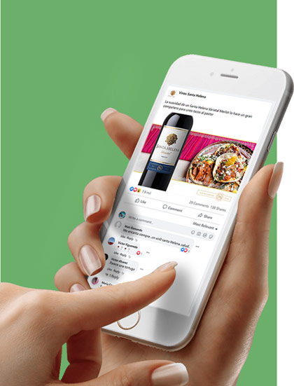 smartphone with digital marketing campaign for Santa Helena Wines