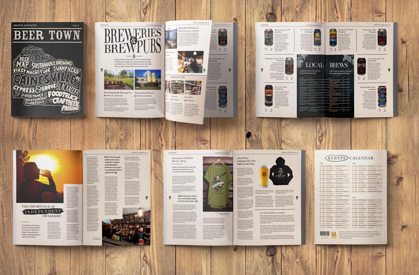 Beer Town magazine printed spreads